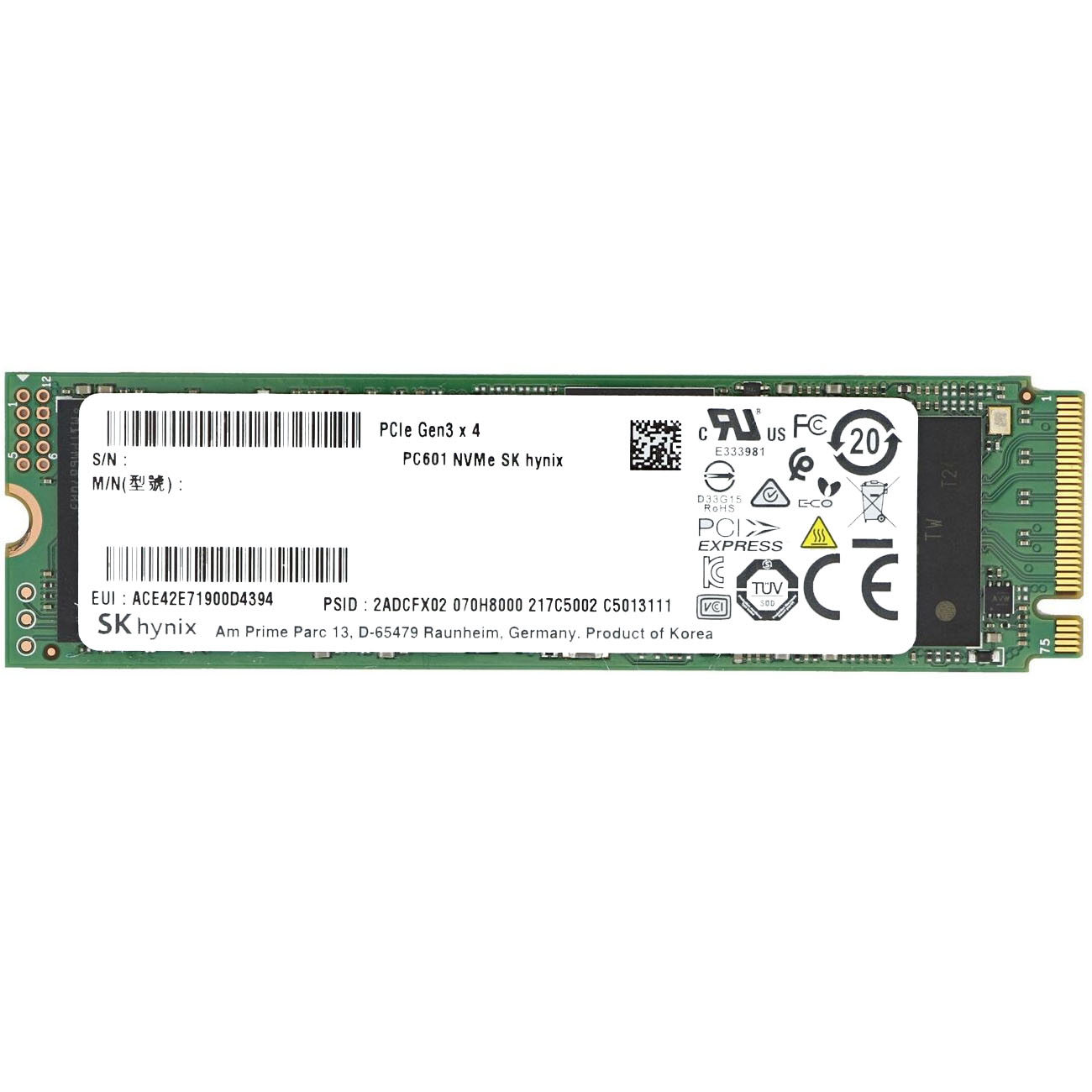SSD M2 PCIe 2280 SK Hynix PC601 NVMe – 1TB